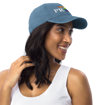 Michigan 'Pride' Denim Baseball Cap (Rainbow Pride Outline)