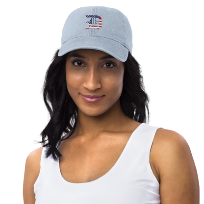 Detroit 'Old English D' Denim Baseball Cap (Patriotic Edition)