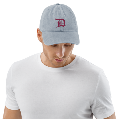 Detroit 'Old English D' Denim Baseball Cap (Ruby Red)