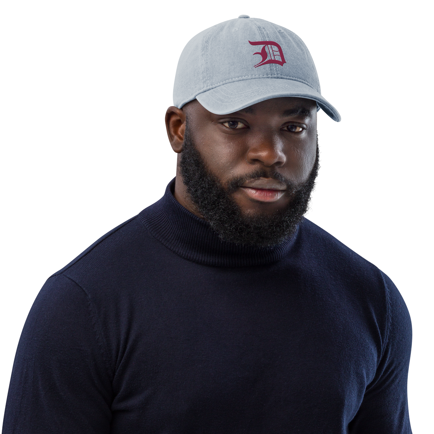 Detroit 'Old English D' Denim Baseball Cap (Ruby Red)