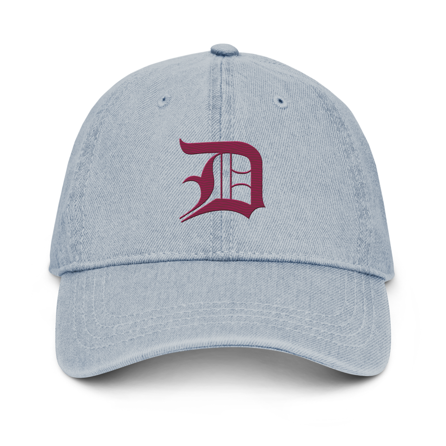 Detroit 'Old English D' Denim Baseball Cap (Ruby Red)