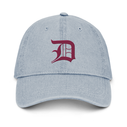 Detroit 'Old English D' Denim Baseball Cap (Ruby Red)