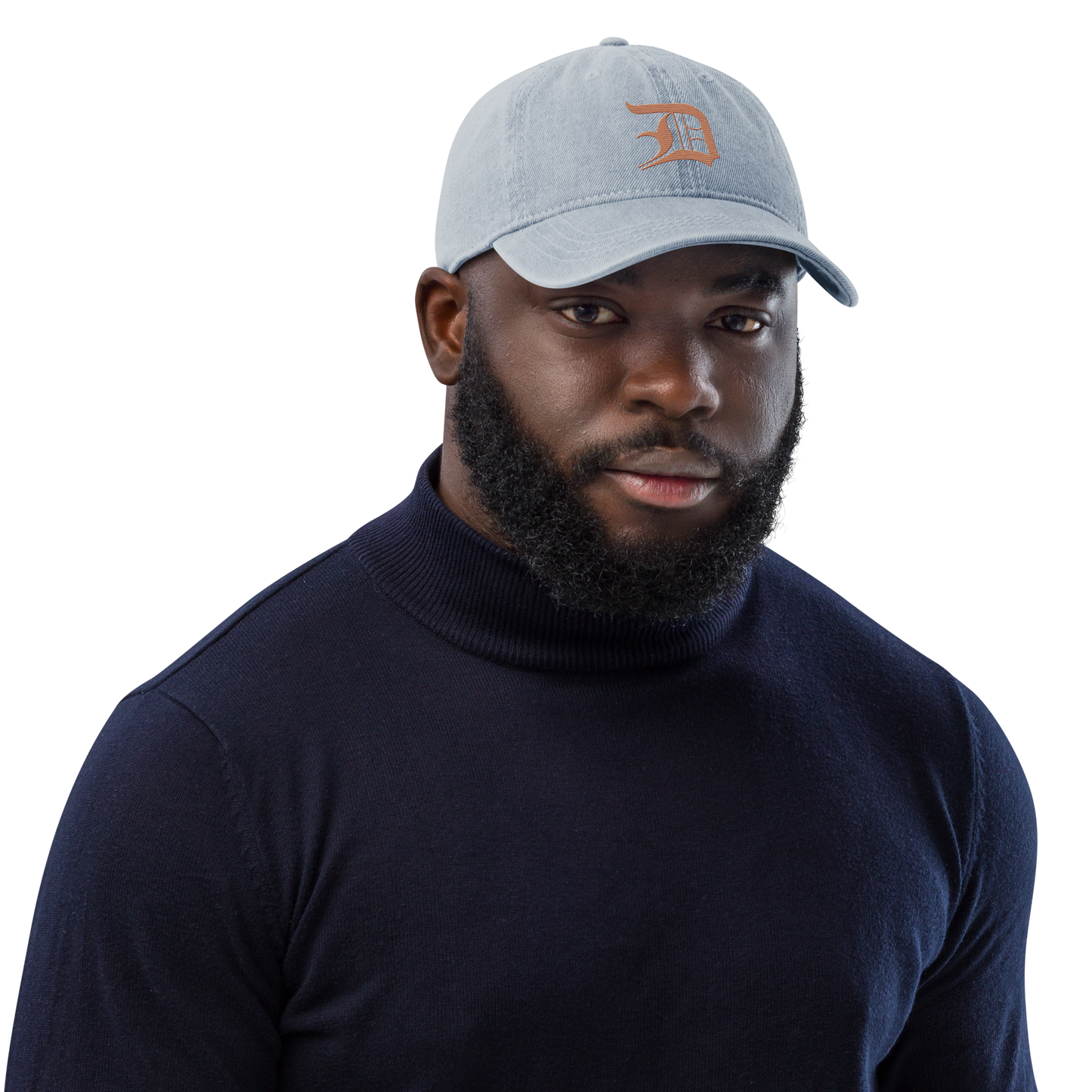 Detroit 'Old English D' Denim Baseball Cap (Copper Color)