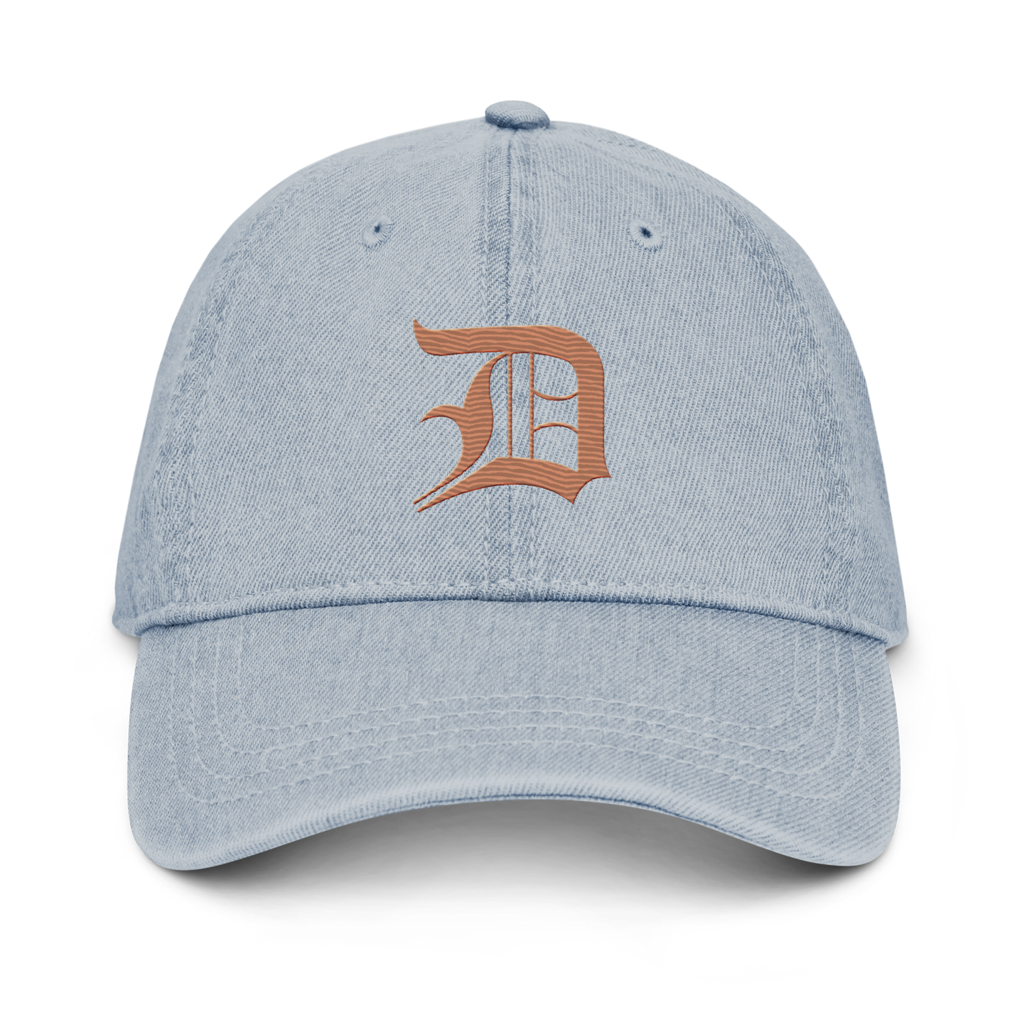 Detroit 'Old English D' Denim Baseball Cap (Copper Color)