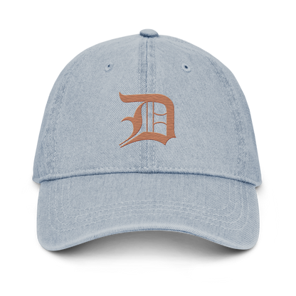 Detroit 'Old English D' Denim Baseball Cap (Copper Color)