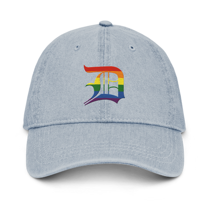 Detroit 'Old English D' Denim Baseball Cap (Rainbow Pride Edition)