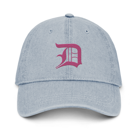 Detroit 'Old English D' Denim Baseball Cap (Apple Blossom Pink)