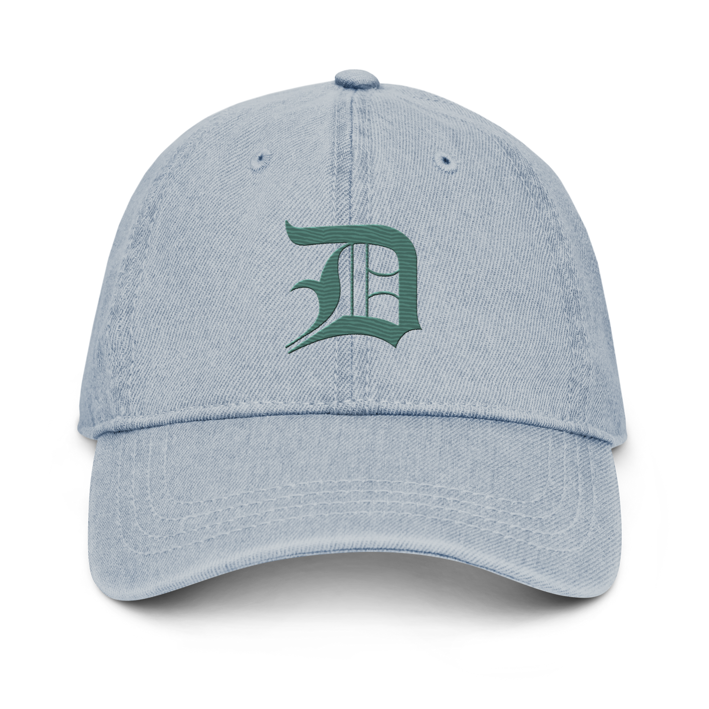 Detroit 'Old English D' Denim Baseball Cap (Copper Green)