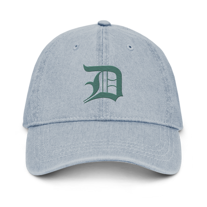 Detroit 'Old English D' Denim Baseball Cap (Copper Green)