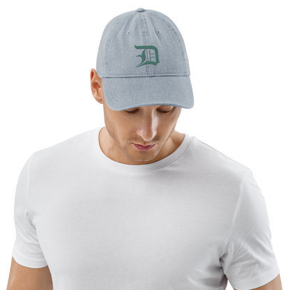 Detroit 'Old English D' Denim Baseball Cap (Copper Green)