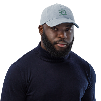 Detroit 'Old English D' Denim Baseball Cap (Copper Green)