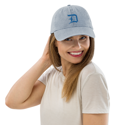 Detroit 'Old English D' Denim Baseball Cap (Azure)