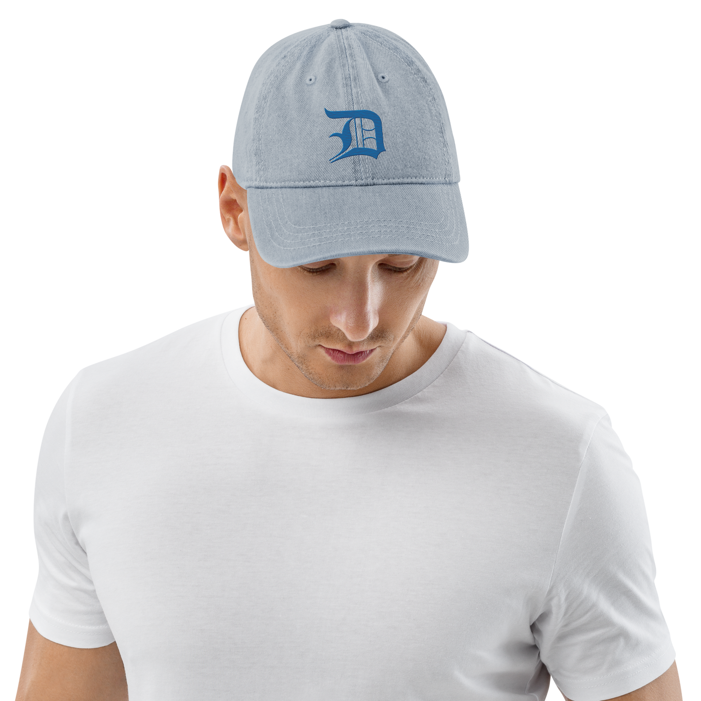 Detroit 'Old English D' Denim Baseball Cap (Azure)