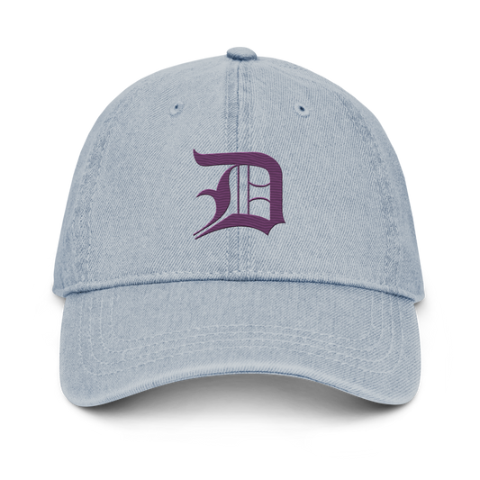 Detroit 'Old English D' Denim Baseball Cap (Plum)