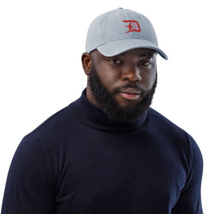 Detroit 'Old English D' Denim Baseball Cap (Aliform Red)