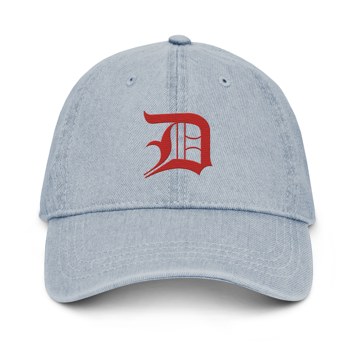 Detroit 'Old English D' Denim Baseball Cap (Aliform Red)