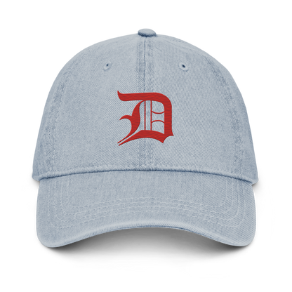 Detroit 'Old English D' Denim Baseball Cap (Aliform Red)