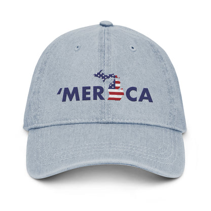 Michigan 'Merica' Denim Baseball Cap