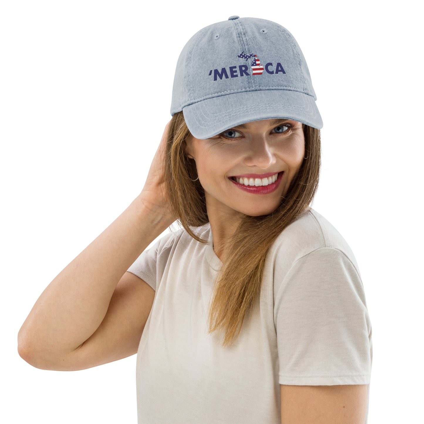 Michigan 'Merica' Denim Baseball Cap