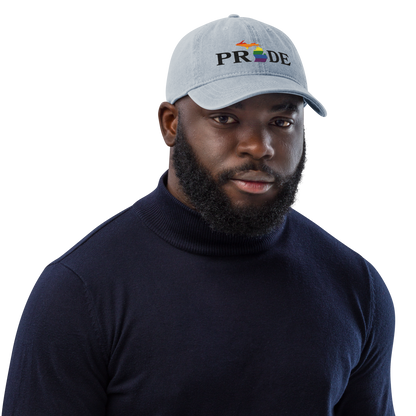 Michigan 'Pride' Denim Baseball Cap (Rainbow Pride Outline)