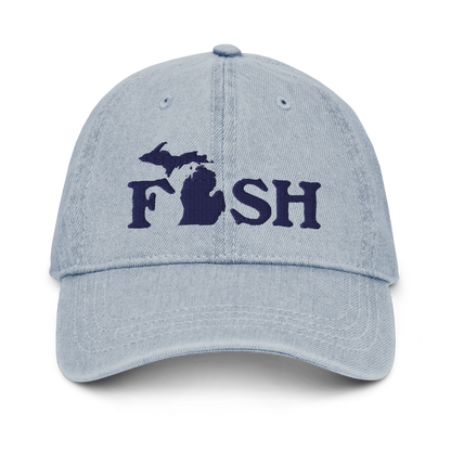 Michigan 'Fish' Denim Baseball Cap