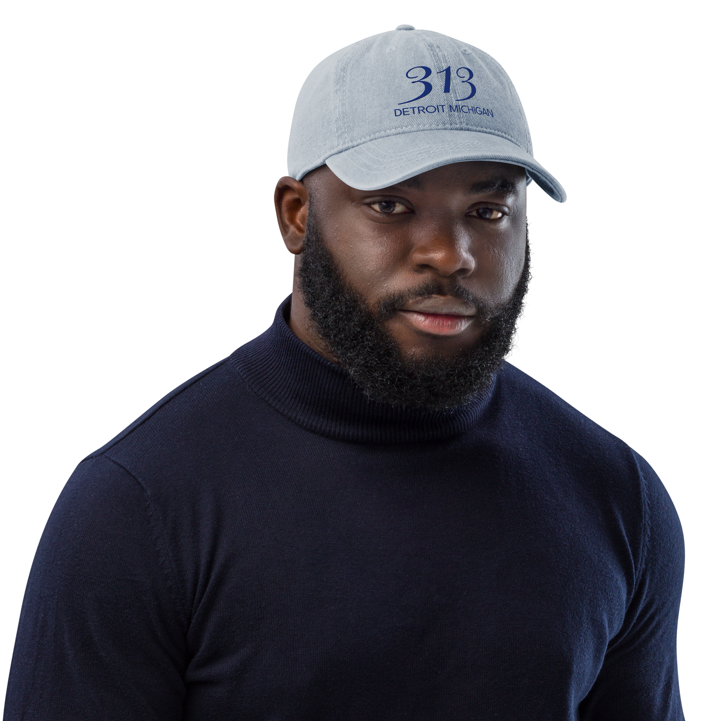 '313 Detroit Michigan' Denim Baseball Cap | Bourbon Blue