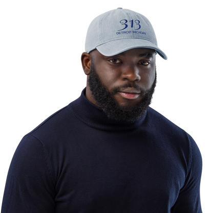 '313 Detroit Michigan' Denim Baseball Cap | Bourbon Blue