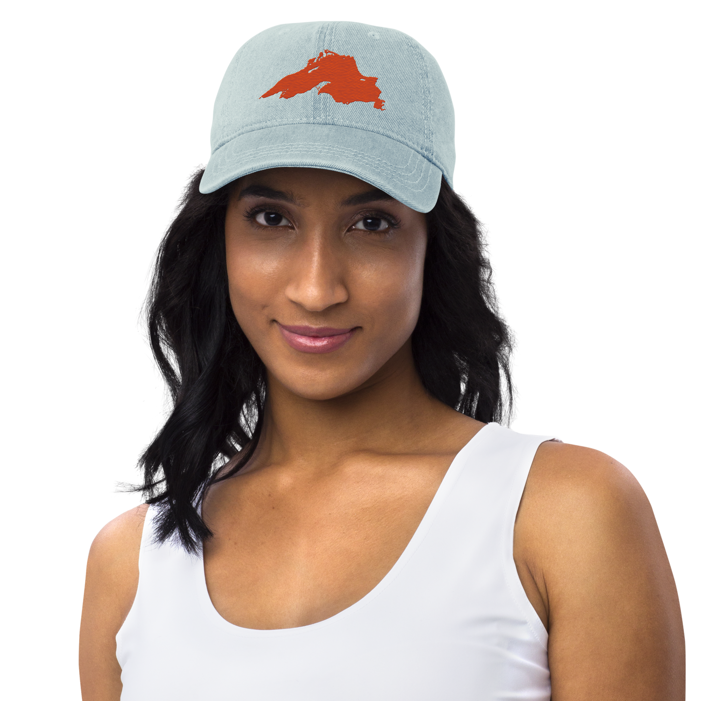 Lake Superior Denim Baseball Cap | Maple Leaf Orange