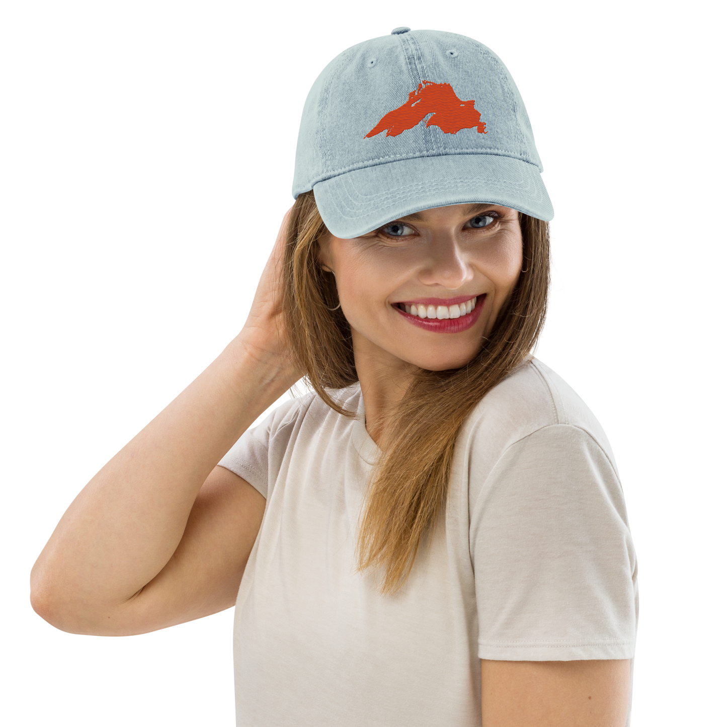 Lake Superior Denim Baseball Cap | Maple Leaf Orange