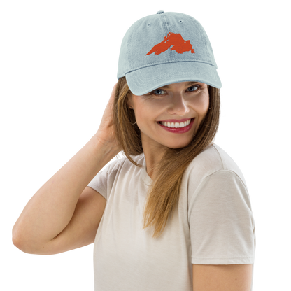 Lake Superior Denim Baseball Cap | Maple Leaf Orange