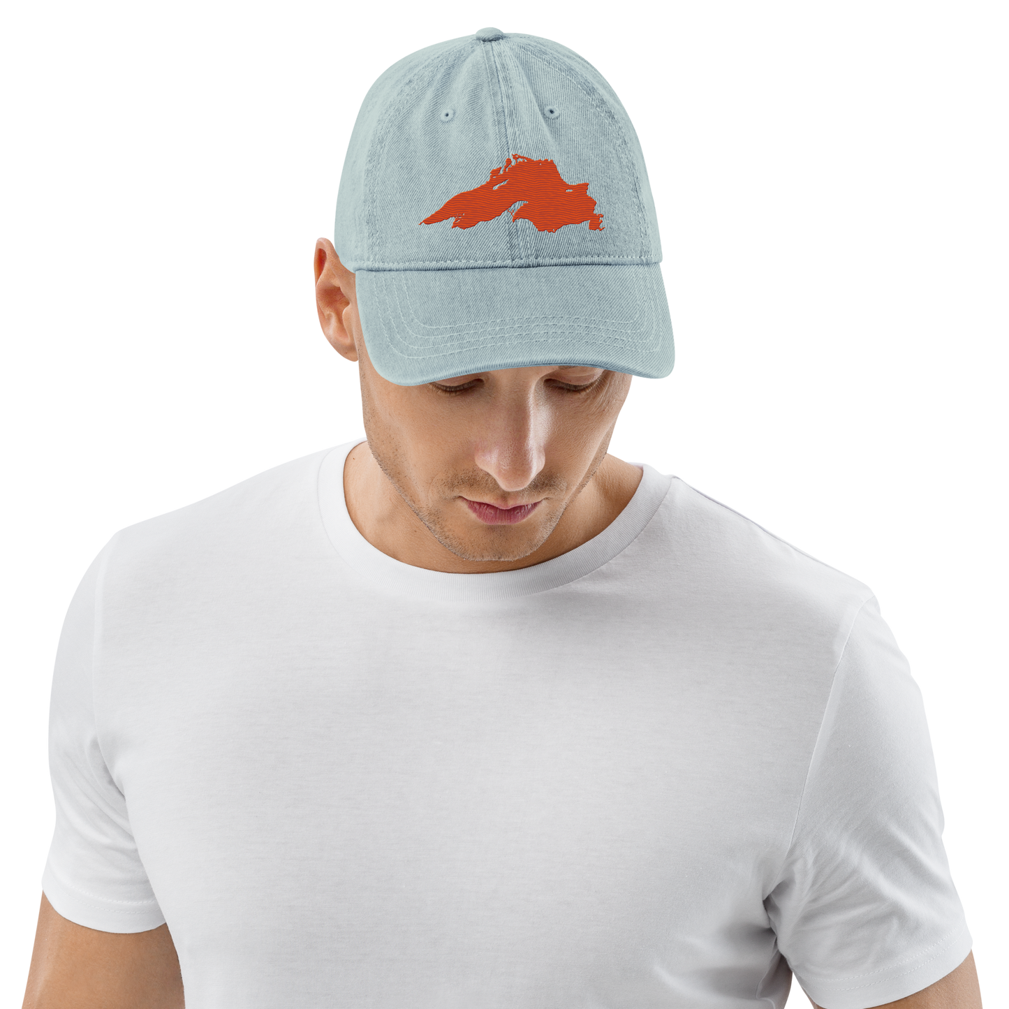 Lake Superior Denim Baseball Cap | Maple Leaf Orange