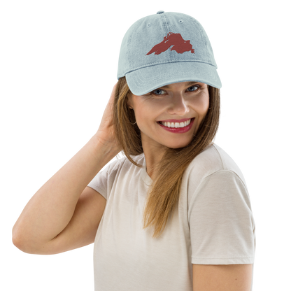 Lake Superior Denim Baseball Cap | Ore Dock Red