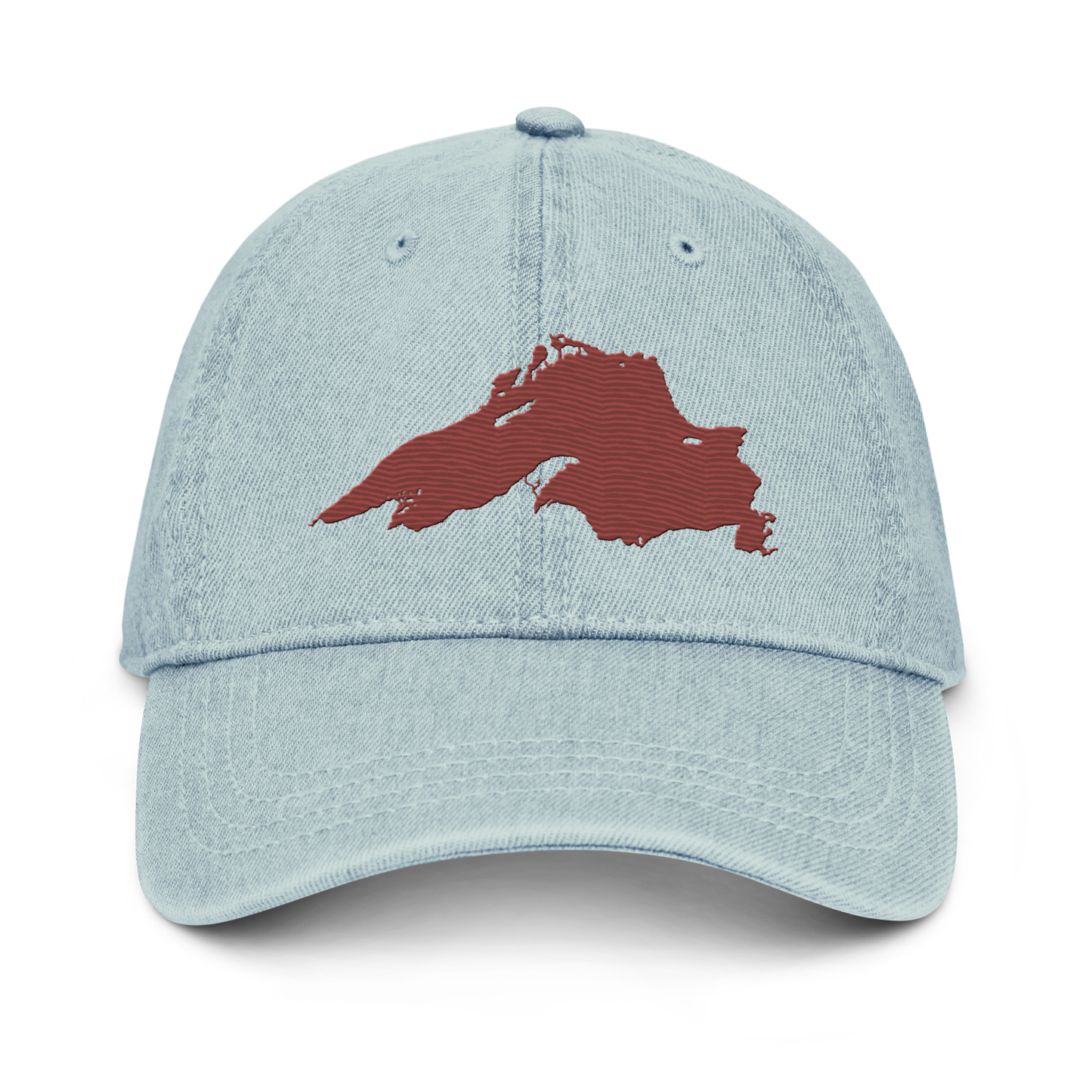 Lake Superior Denim Baseball Cap | Ore Dock Red