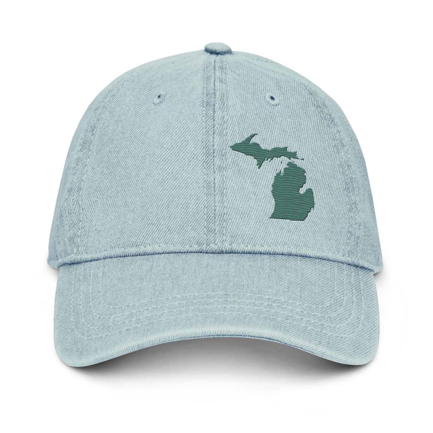 Michigan Denim Baseball Cap | Copper Green Outline