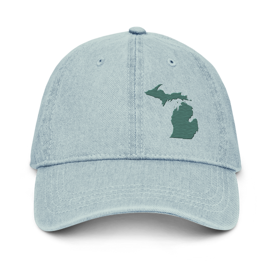 Michigan Denim Baseball Cap | Copper Green Outline