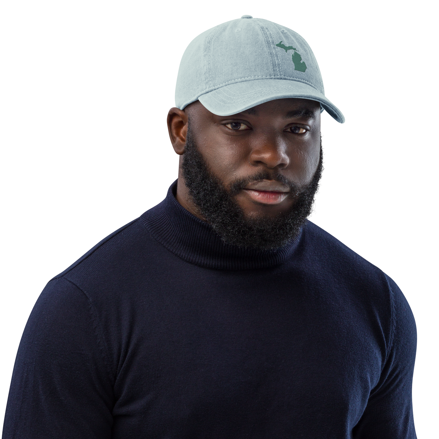 Michigan Denim Baseball Cap | Copper Green Outline