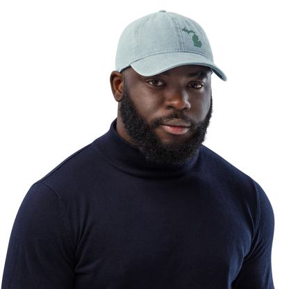 Michigan Denim Baseball Cap | Copper Green Outline