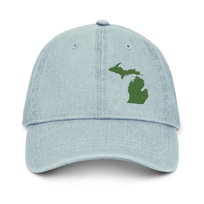 Michigan Denim Baseball Cap | Pine Green Outline