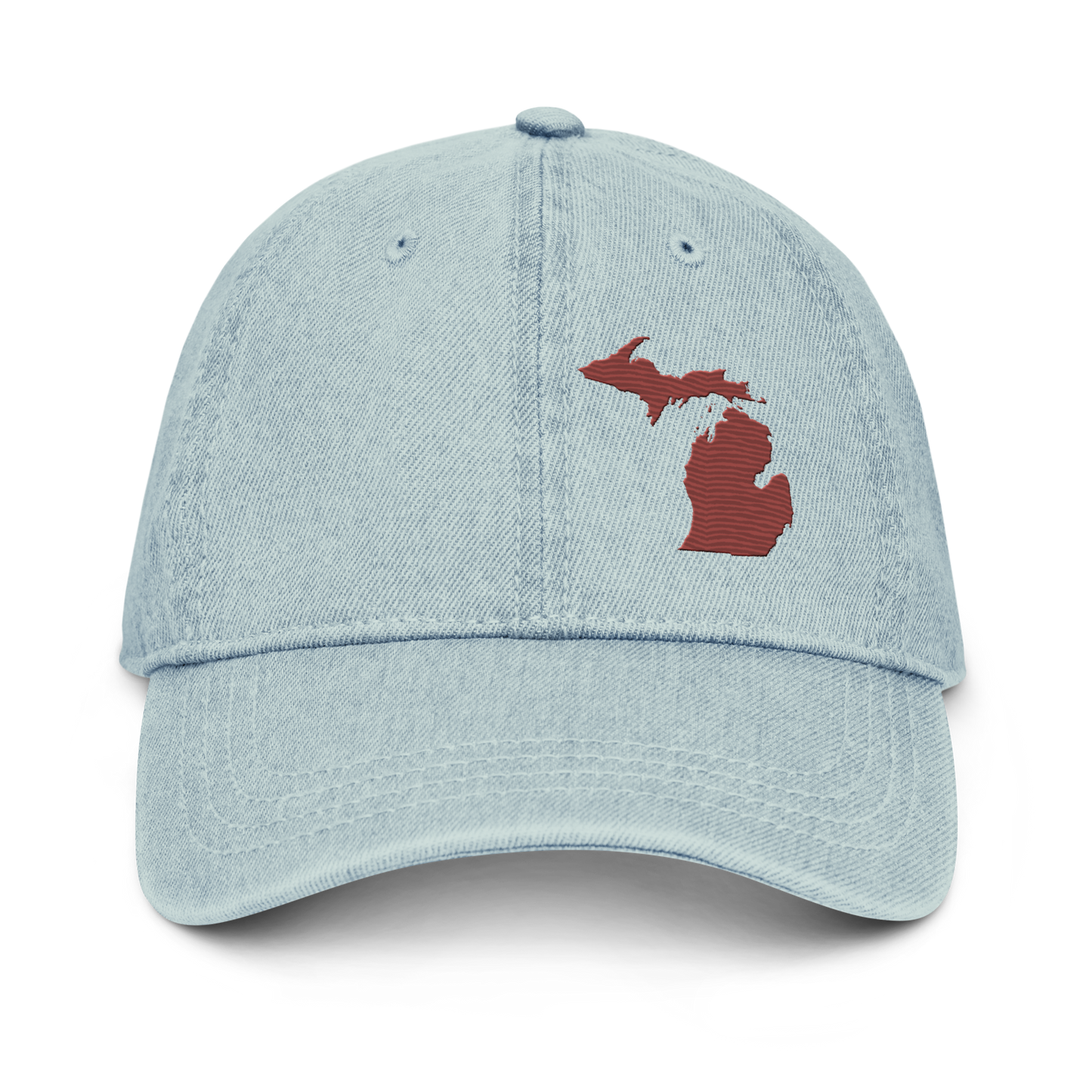 Michigan Denim Baseball Cap | Ore Dock Red Outline