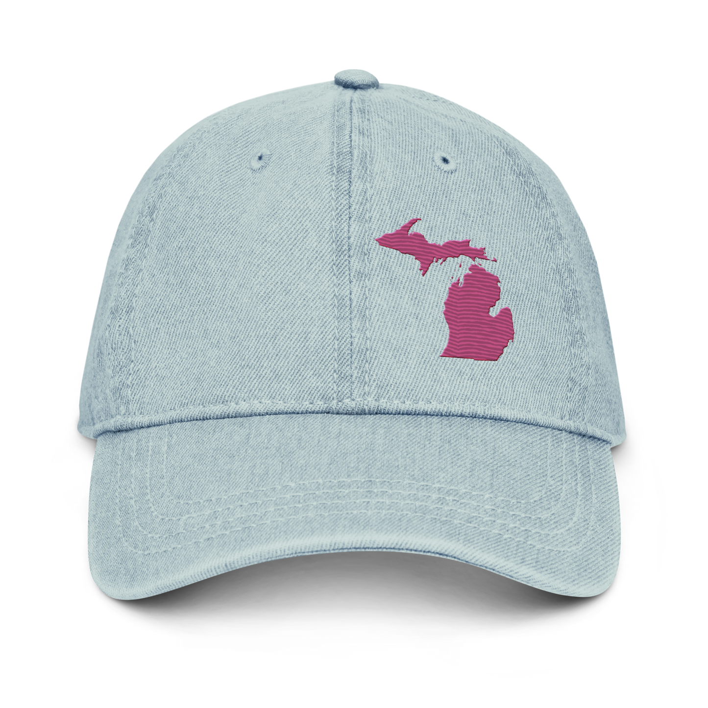 Michigan Denim Baseball Cap | Apple Blosom Pink Outline