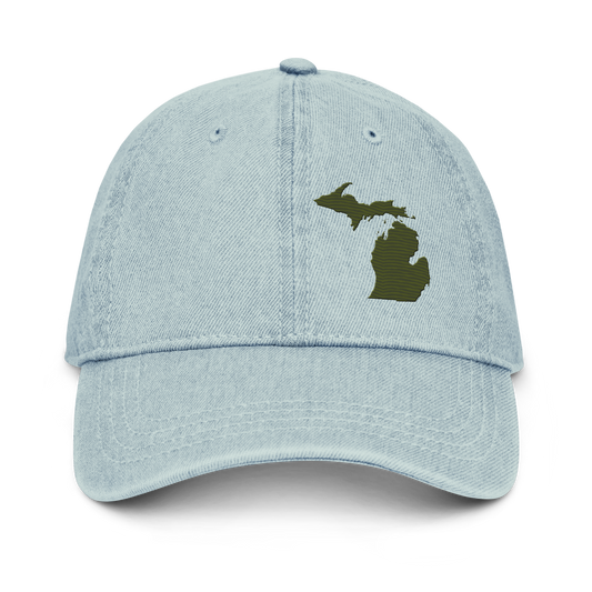 Michigan Denim Baseball Cap | Army Green Outline
