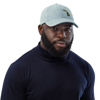 Michigan Denim Baseball Cap | Army Green Outline