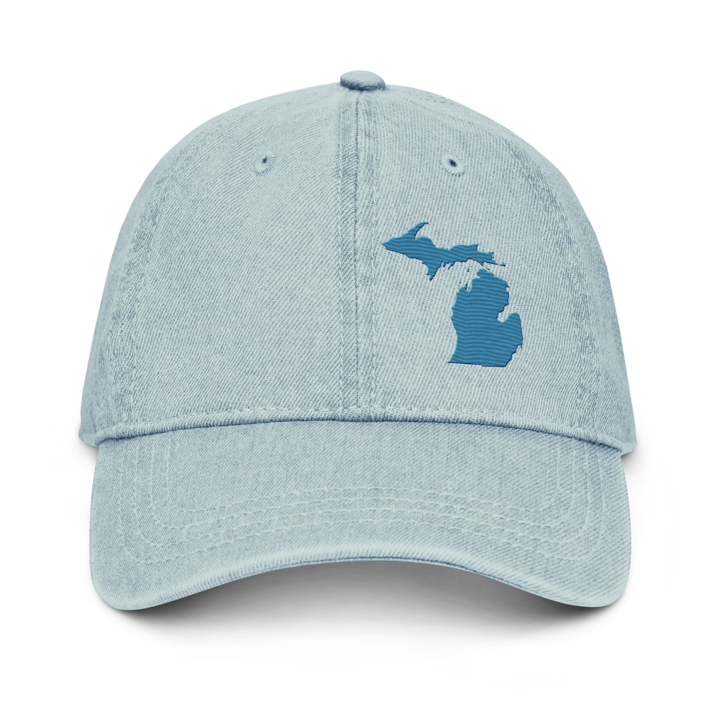 Michigan Denim Baseball Cap | Traverse Blue Outline