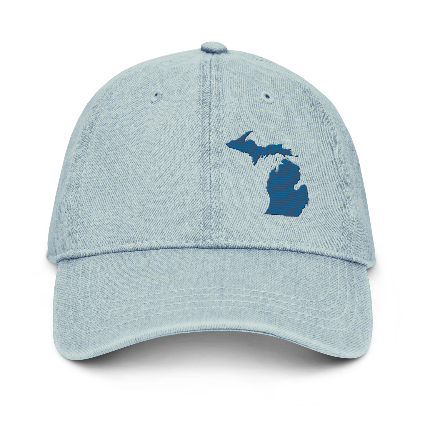 Michigan Denim Baseball Cap | Blueberry Outline