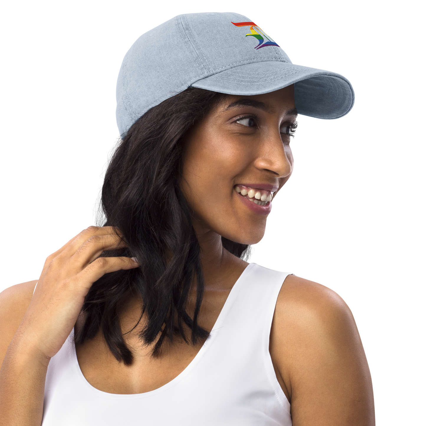 Detroit 'Old English D' Denim Baseball Cap (Rainbow Pride Edition)