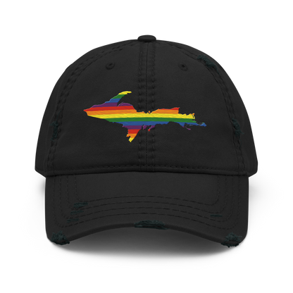 Michigan Upper Peninsula Distressed Dad Hat (Pride Edition)