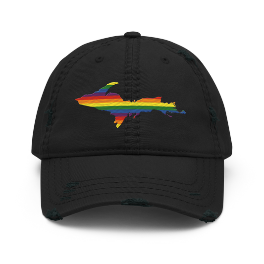 Michigan Upper Peninsula Distressed Dad Hat (Pride Edition)