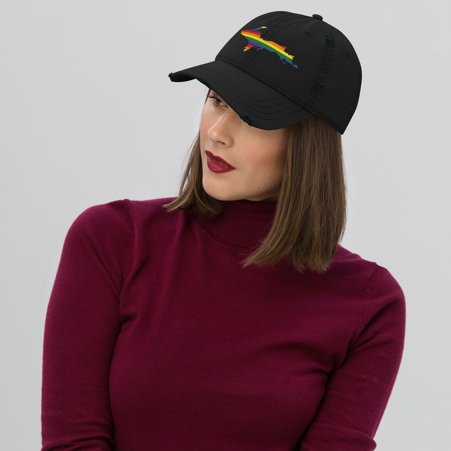 Michigan Upper Peninsula Distressed Dad Hat (Pride Edition)