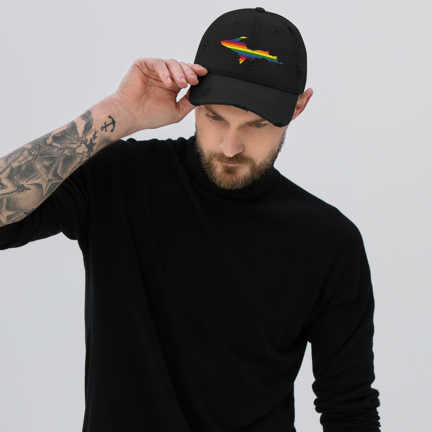 Michigan Upper Peninsula Distressed Dad Hat (Pride Edition)