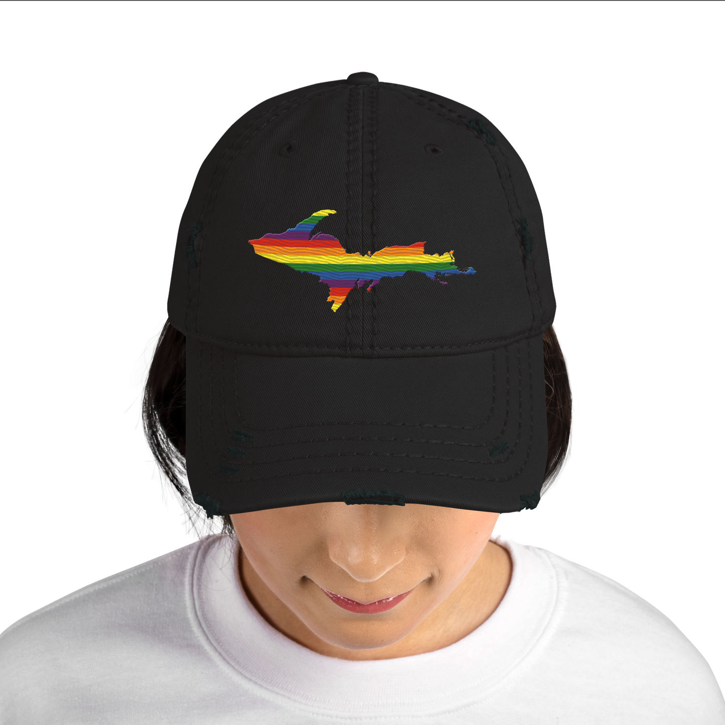 Michigan Upper Peninsula Distressed Dad Hat (Pride Edition)